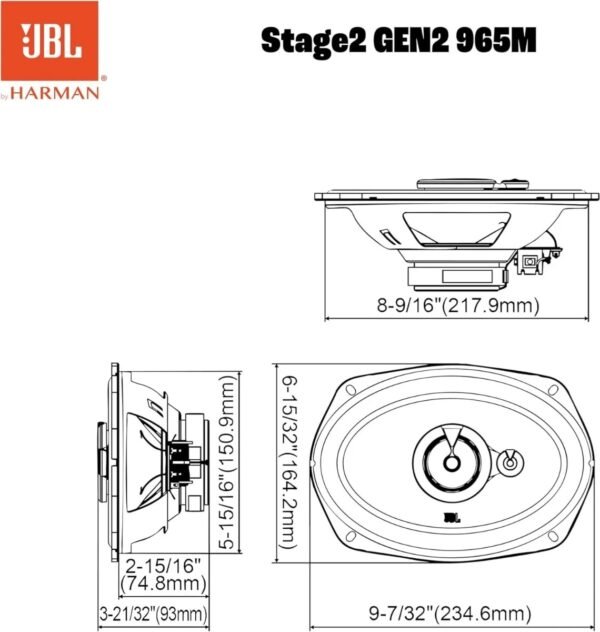 Bocinas Jbl Para Auto Stage2 965m Gen2 6x9 Pulgadas 560w Máx Negro - Imagen 6