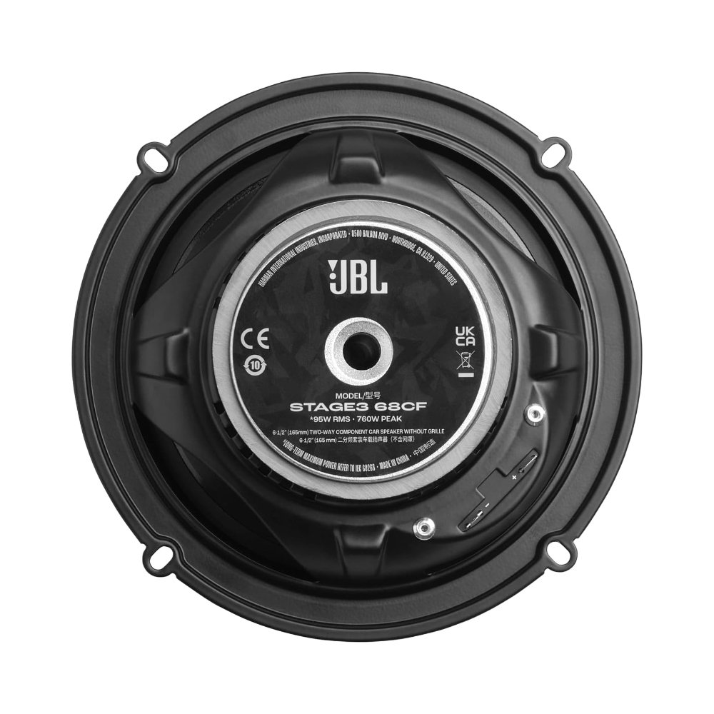 Set de Medios JBL STAGE3 68CF de 2 vías sin rejilla, 95 W RMS y pico de 760 W, 4 ohmios, membrana de fibra de vidrio con cúpula de seda - Imagen 4